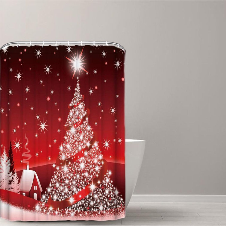 The Holiday Aisle® Single Shower Curtain + Hooks Wayfair